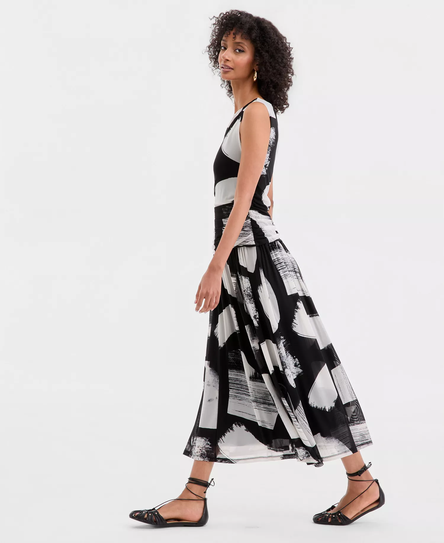 Women's Sleeveless Printed Mesh Dress, Macy's Exclusive  - Gia Abstract - L