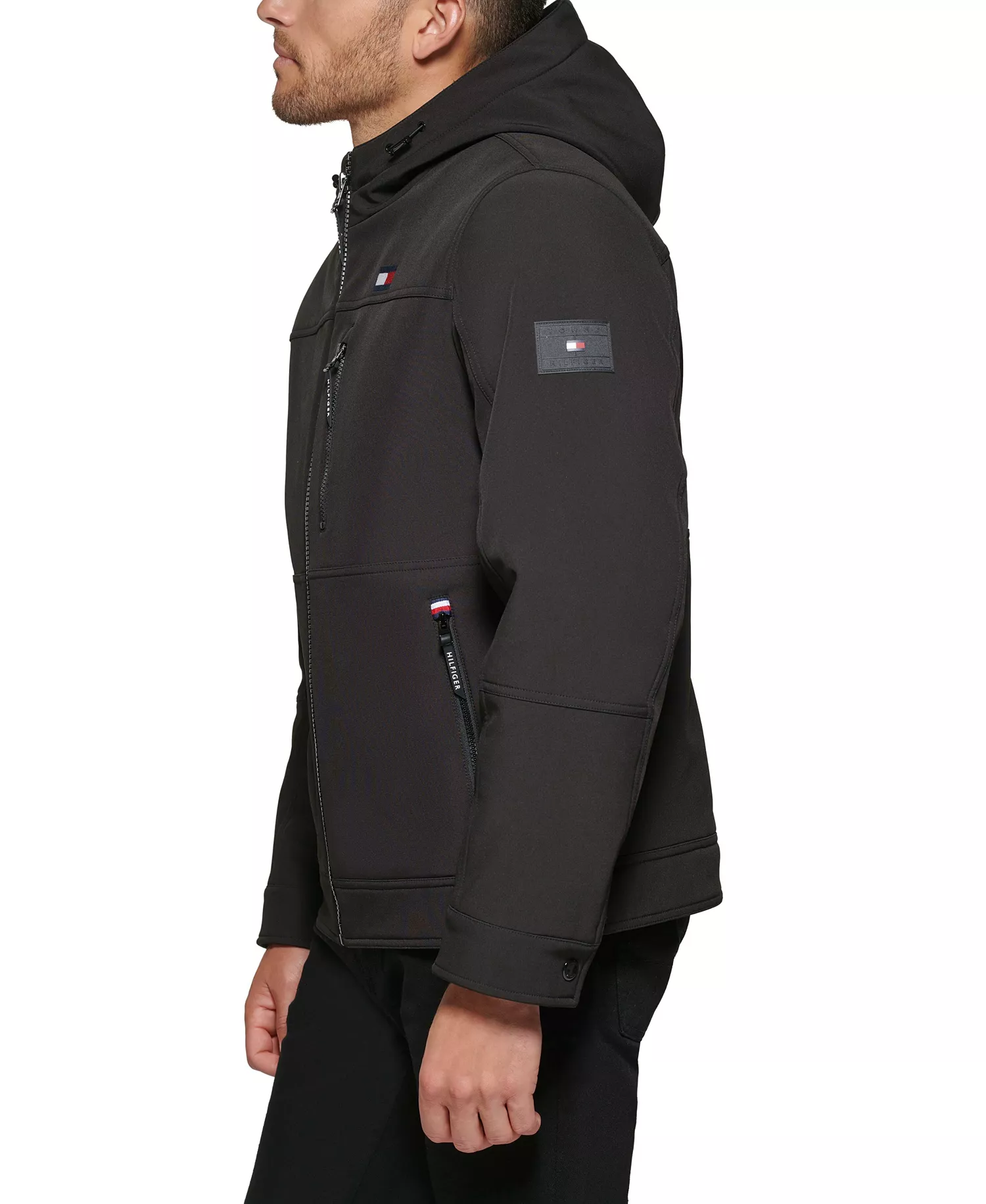 Men's Sherpa-Lined Softshell Hooded Jacket - Black - 2XL