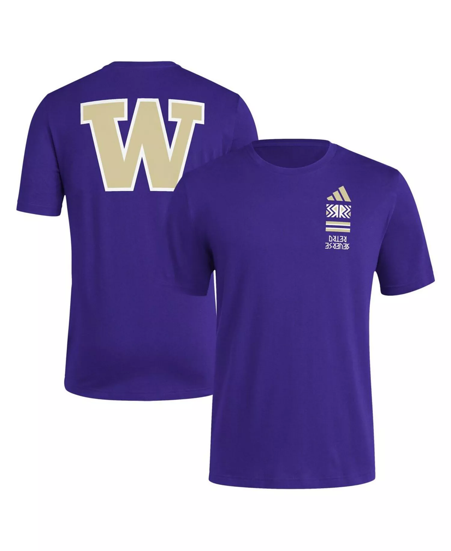 Men's Purple Washington Huskies Reverse Retro Baseball 2 Hit T-Shirt - Purple - 2XL