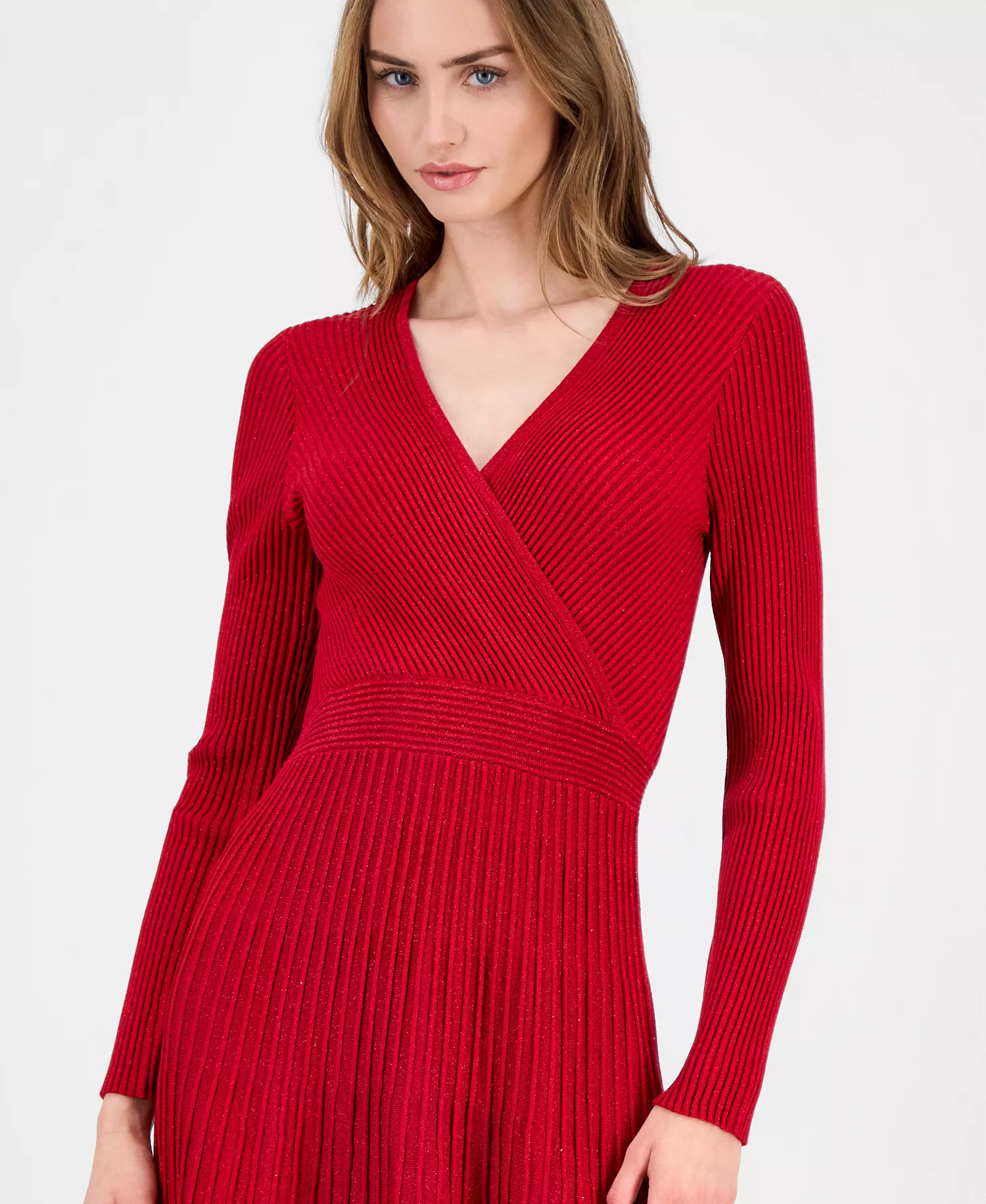 Women's Metallic Wrap Fit & Flare Dress - Love Star - L