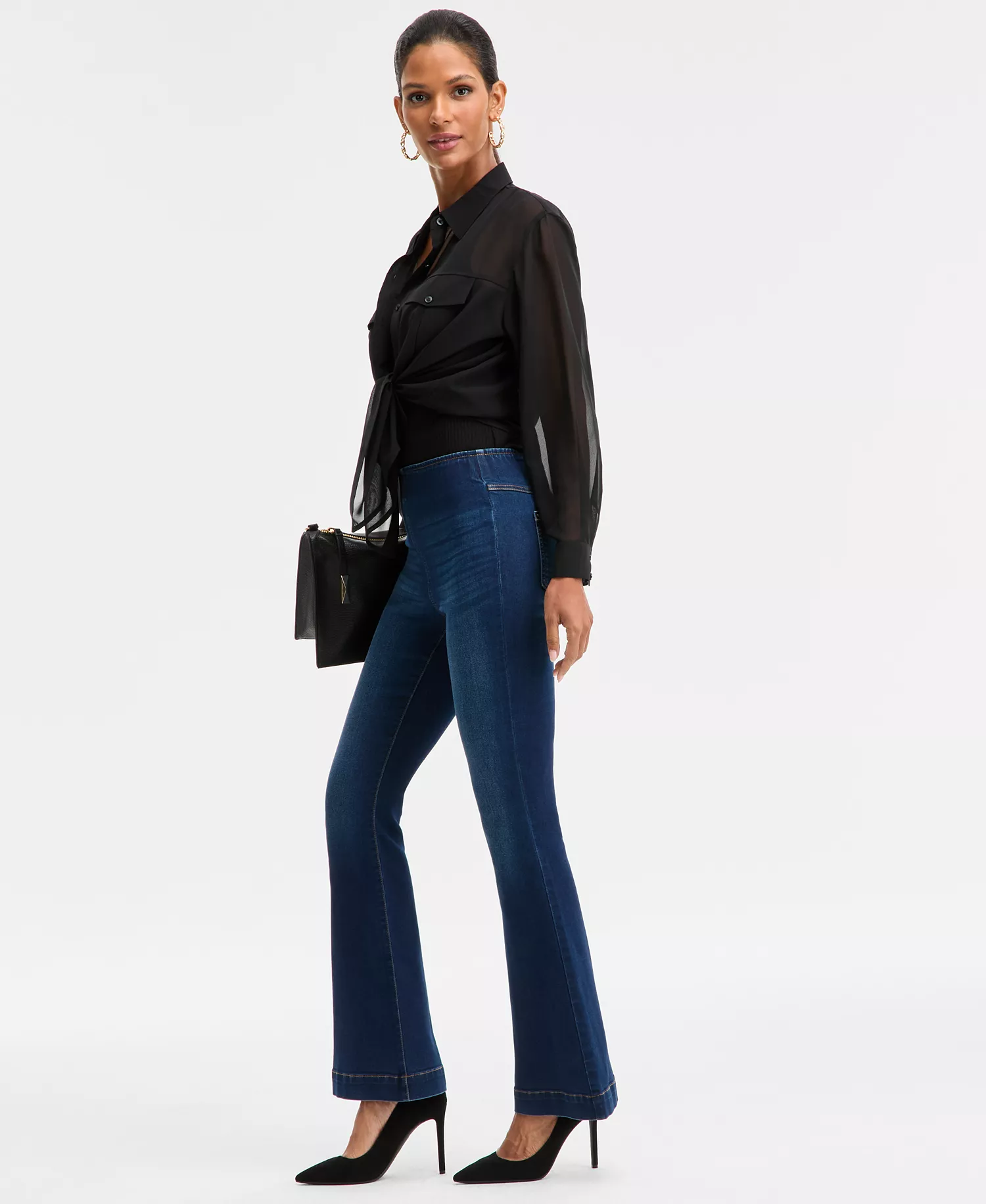 Women's High-Rise Pull-On Flare-Leg Jeans, Macy's Exclusive - Cranberry Wash - 10
