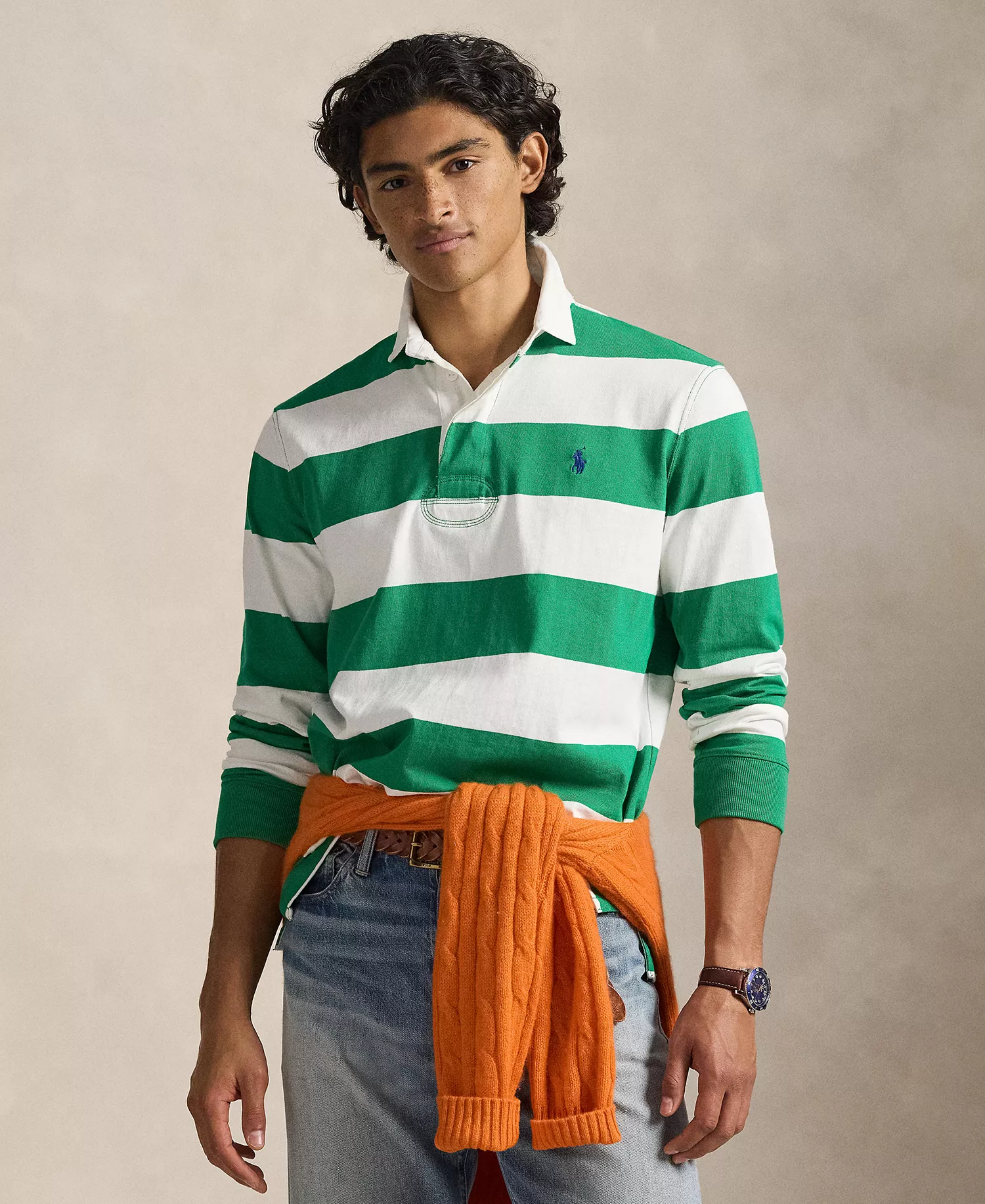 Men's Iconic Rugby Classic-Fit Shirt - Billiard/White - 2XL