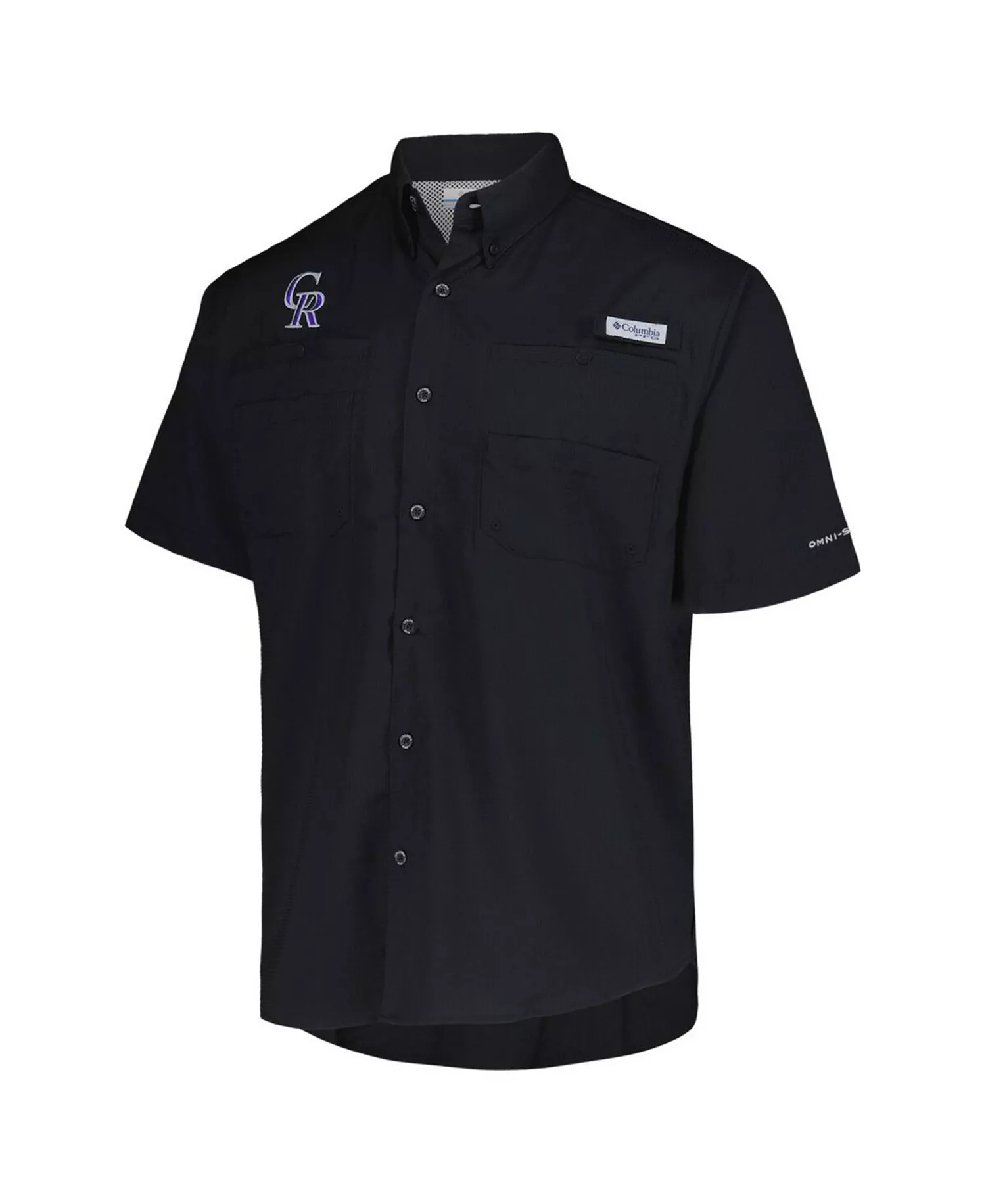Men's Black Colorado Rockies Tamiami Omni-Shade Button-Down Shirt - Black - M