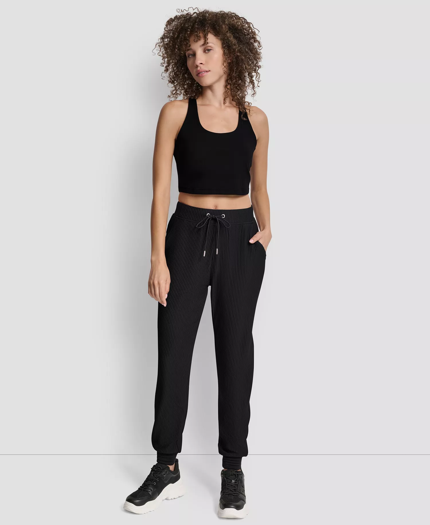 Women's Tech Ottoman Cuffed High Rise Joggers - Black - L