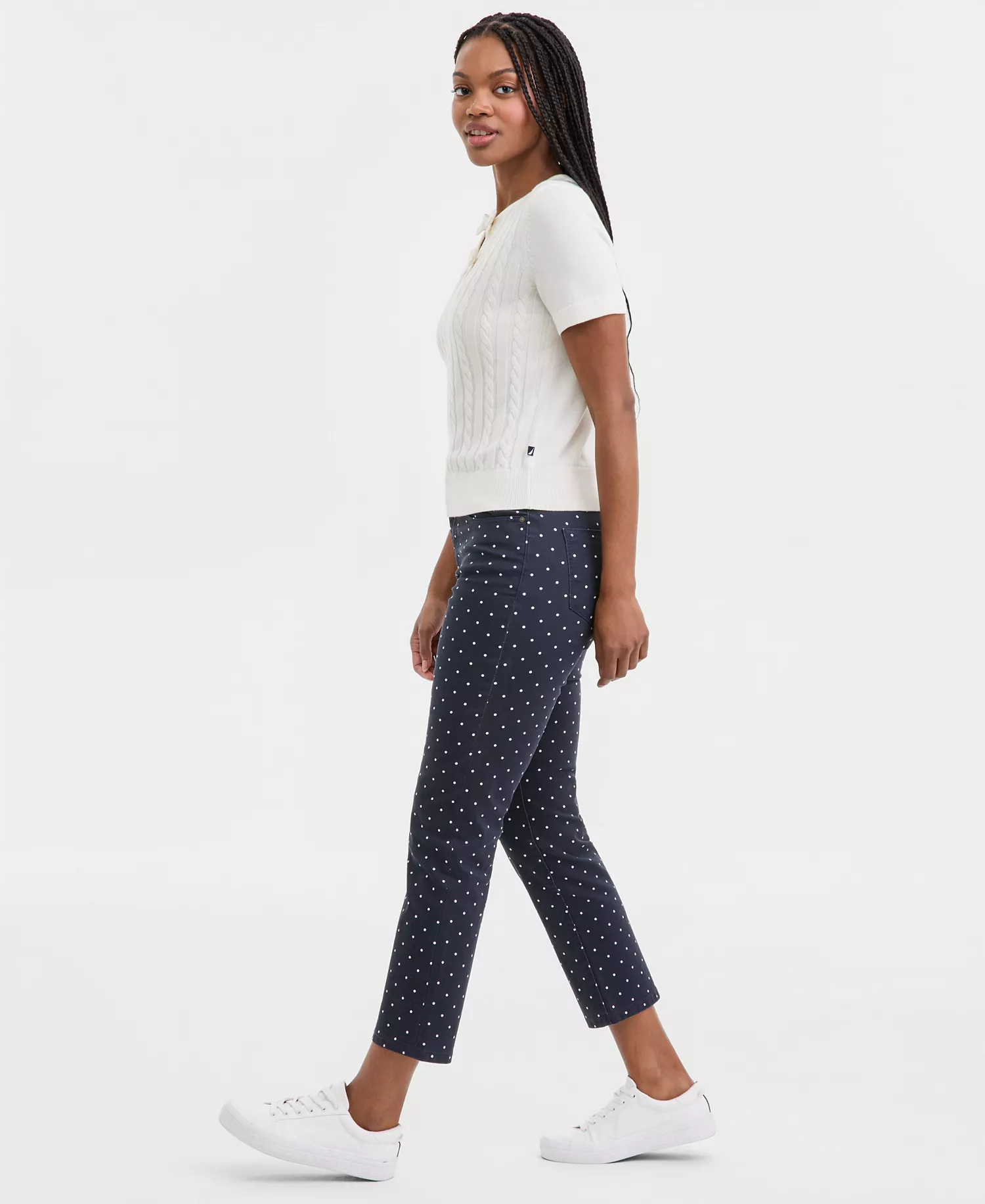 Nautica Women's Dot-Print Straight Ankle Pants - Night Sky/ Bright White - 10