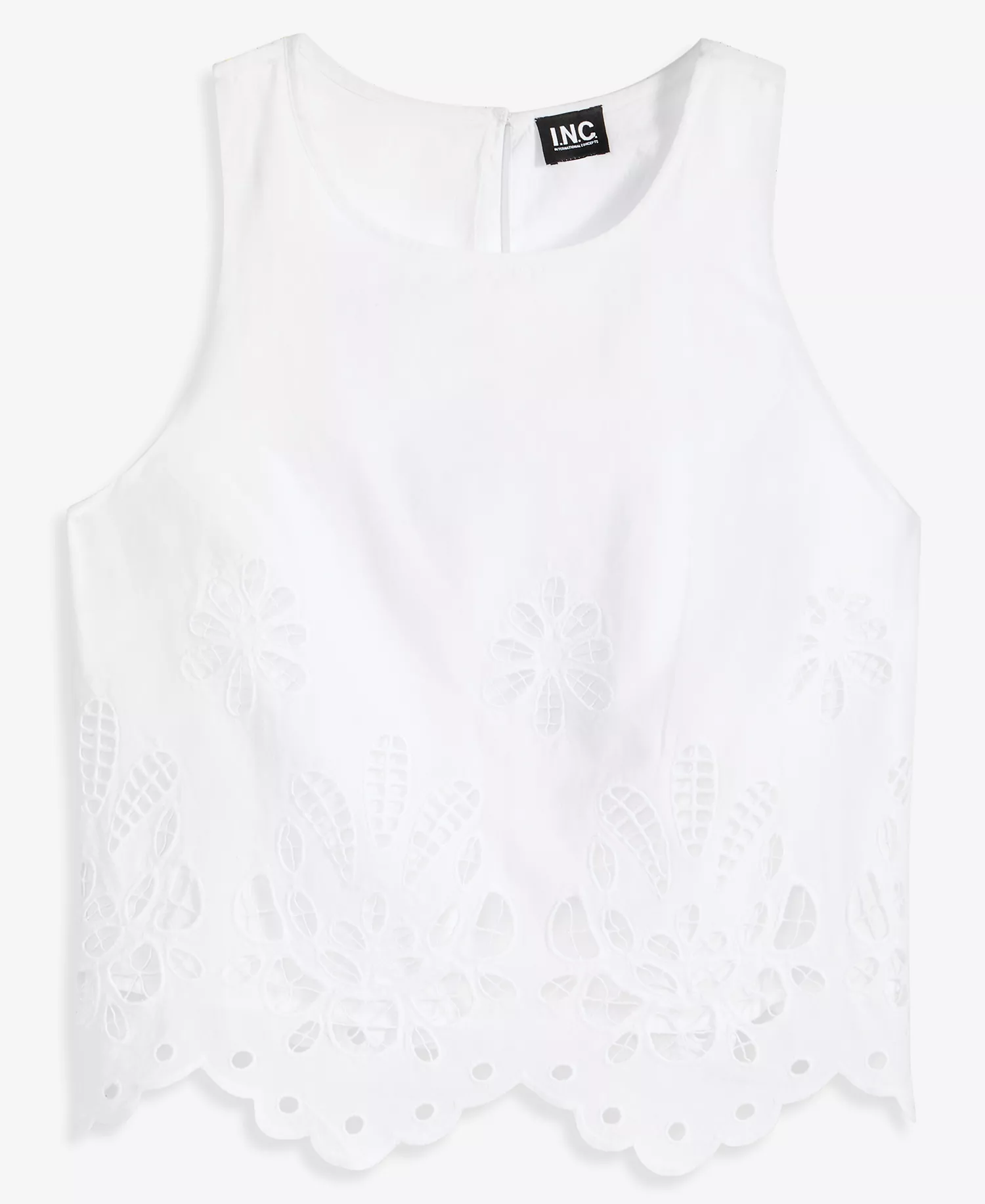 Women's Cotton Eyelet Lace Sleeveless Top, Macy's Exclusive - Bright White - L