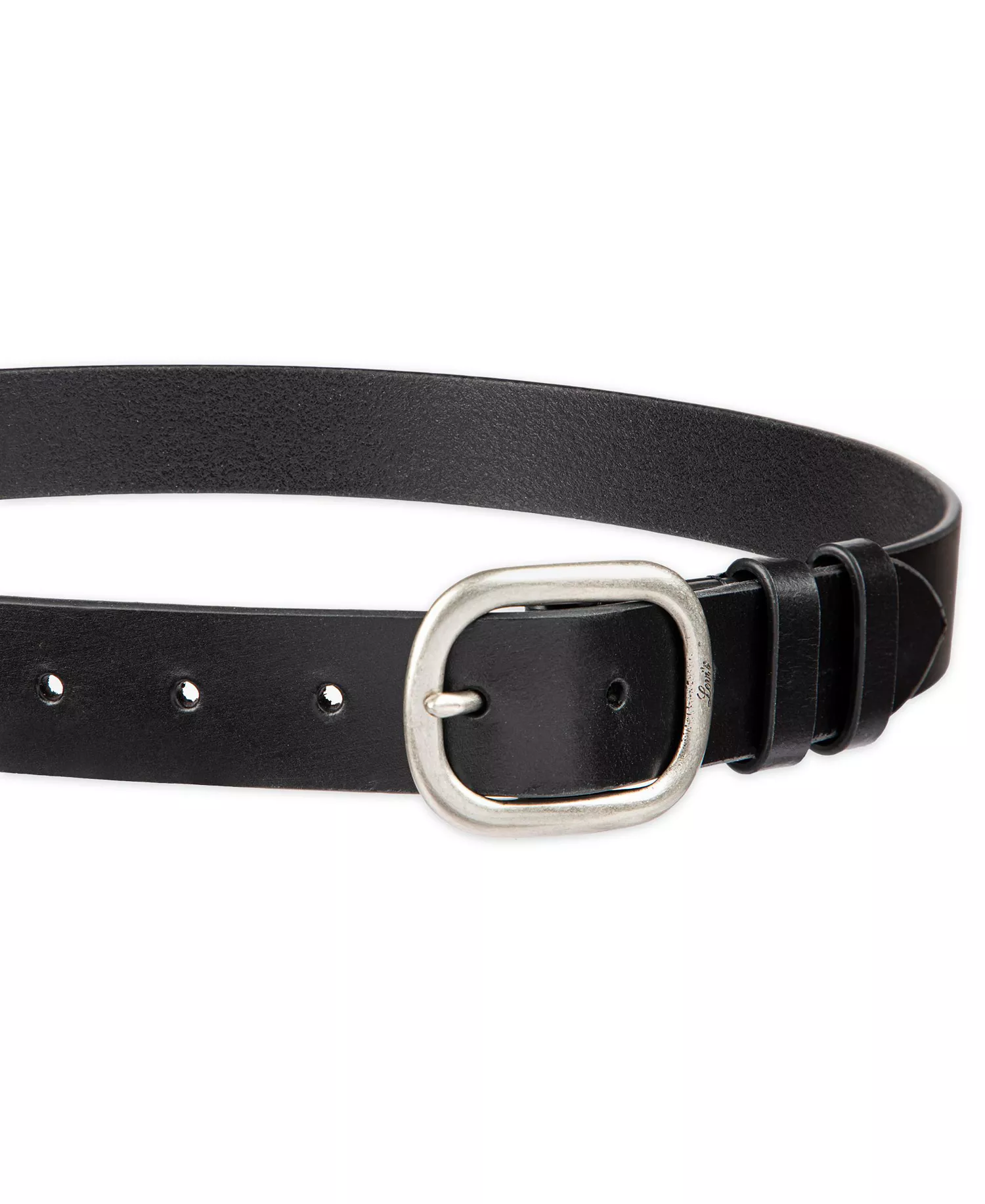 Women's Casual Center Bar Double Loop Leather Belt - Black - L