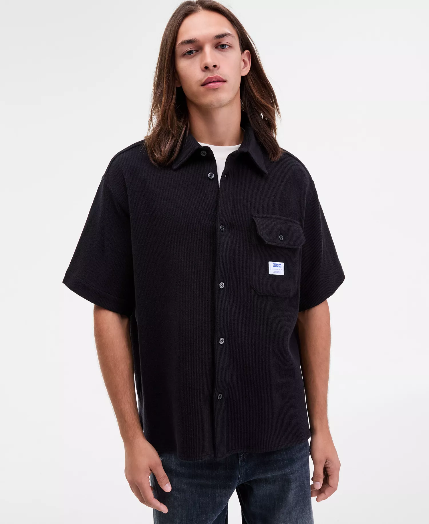 Men's Ebaffino Relaxed-Fit Short-Sleeve Shirt - BLACK - 2XL