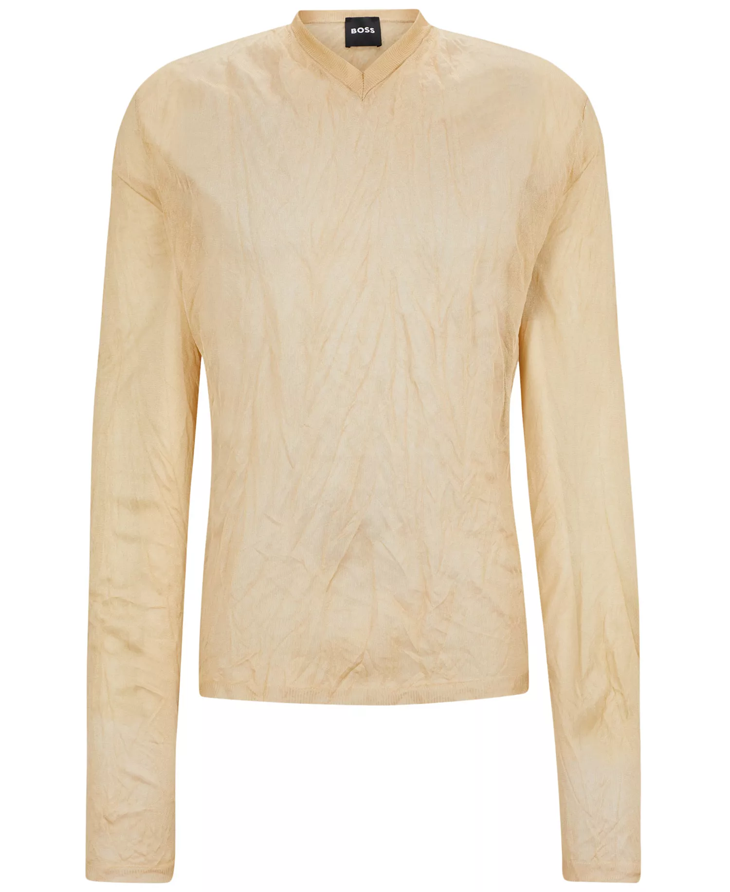 Men's Crinkled Knit V-Neck Sweater - Open Beige - XL
