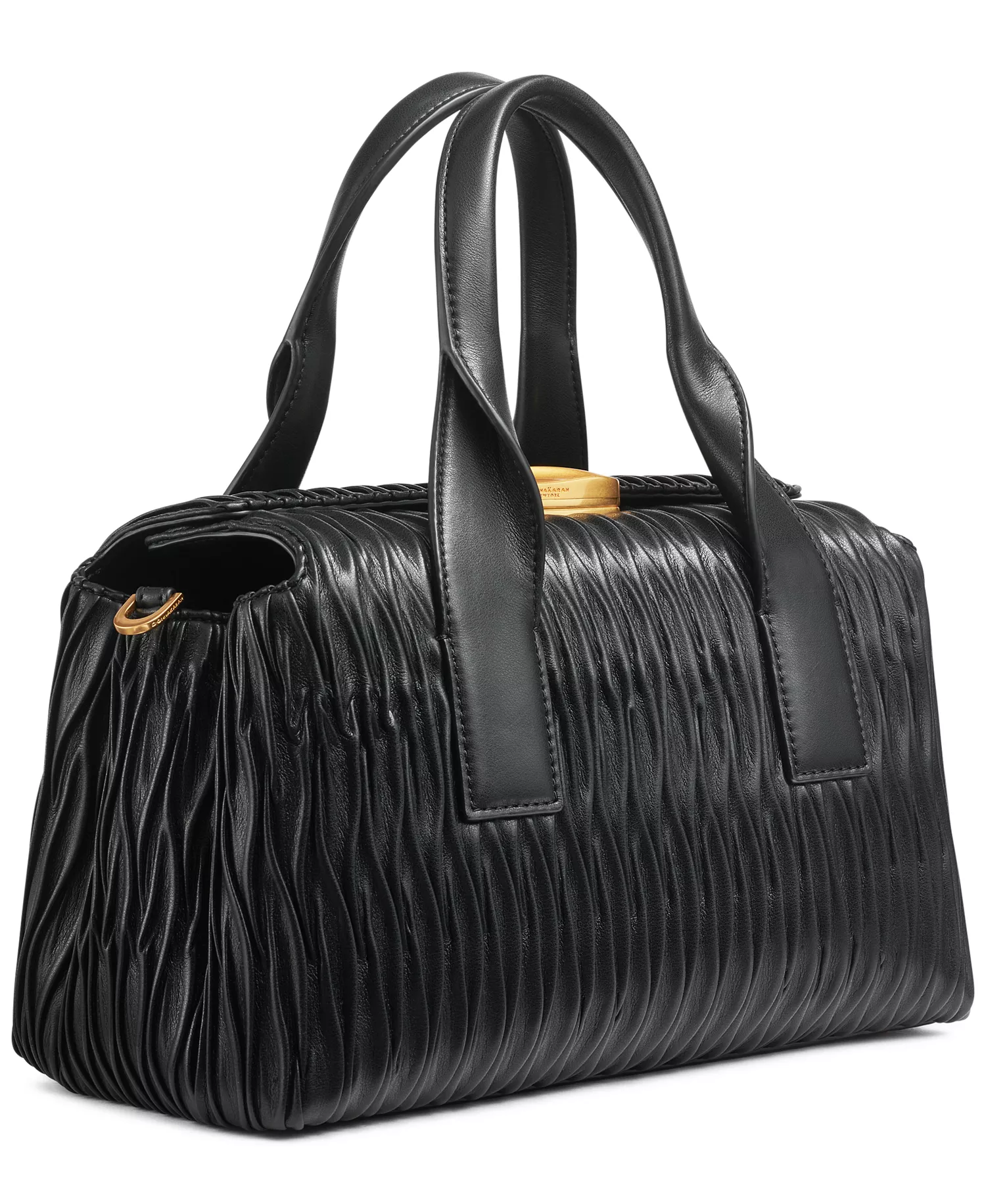 Amagansett Soft-Rolled Pleated Satchel with Sculpted Magnet Closure - Black/gold - NO SIZE