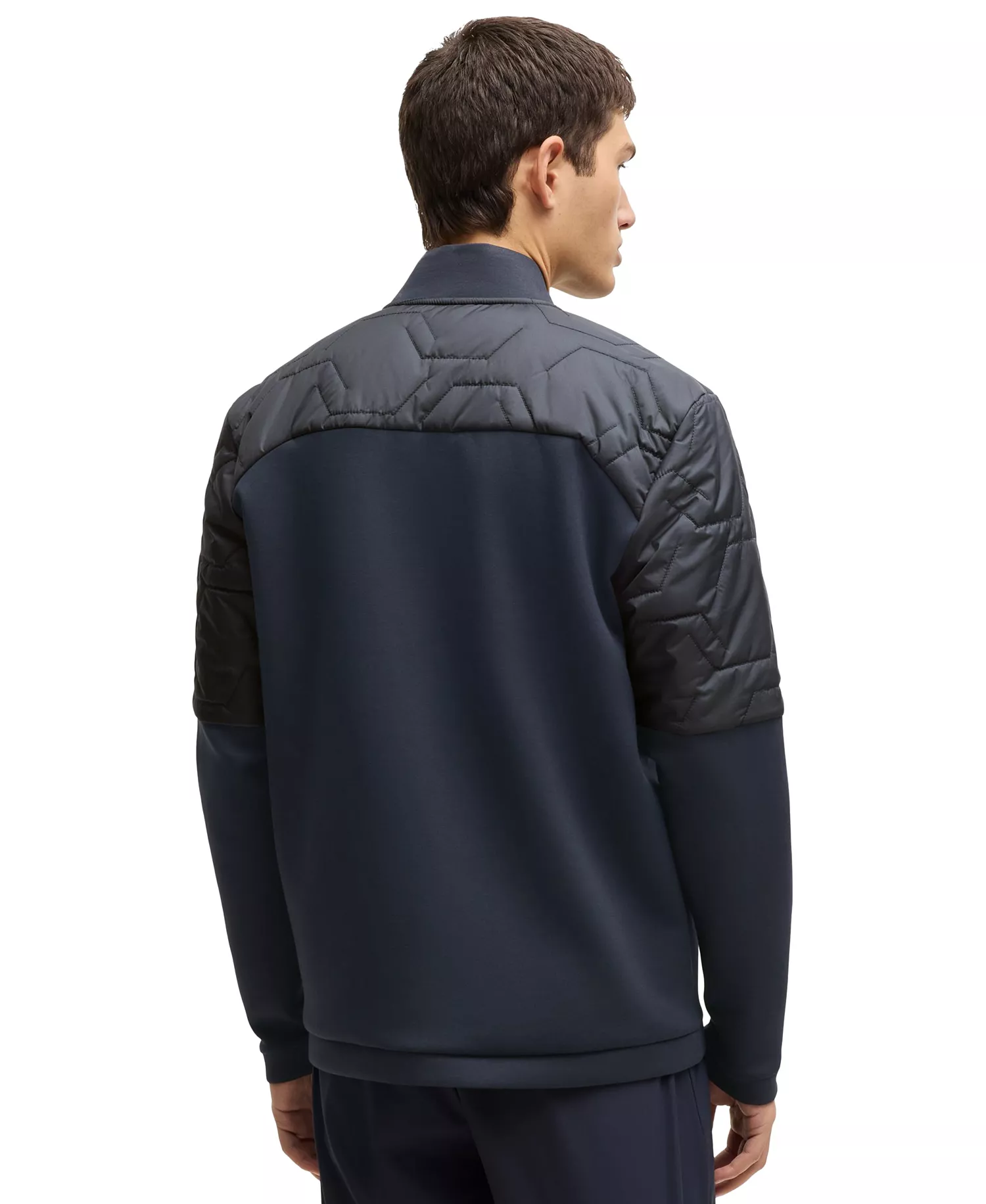 Men's Quilted Hybrid Jacket - Dark Blue - L