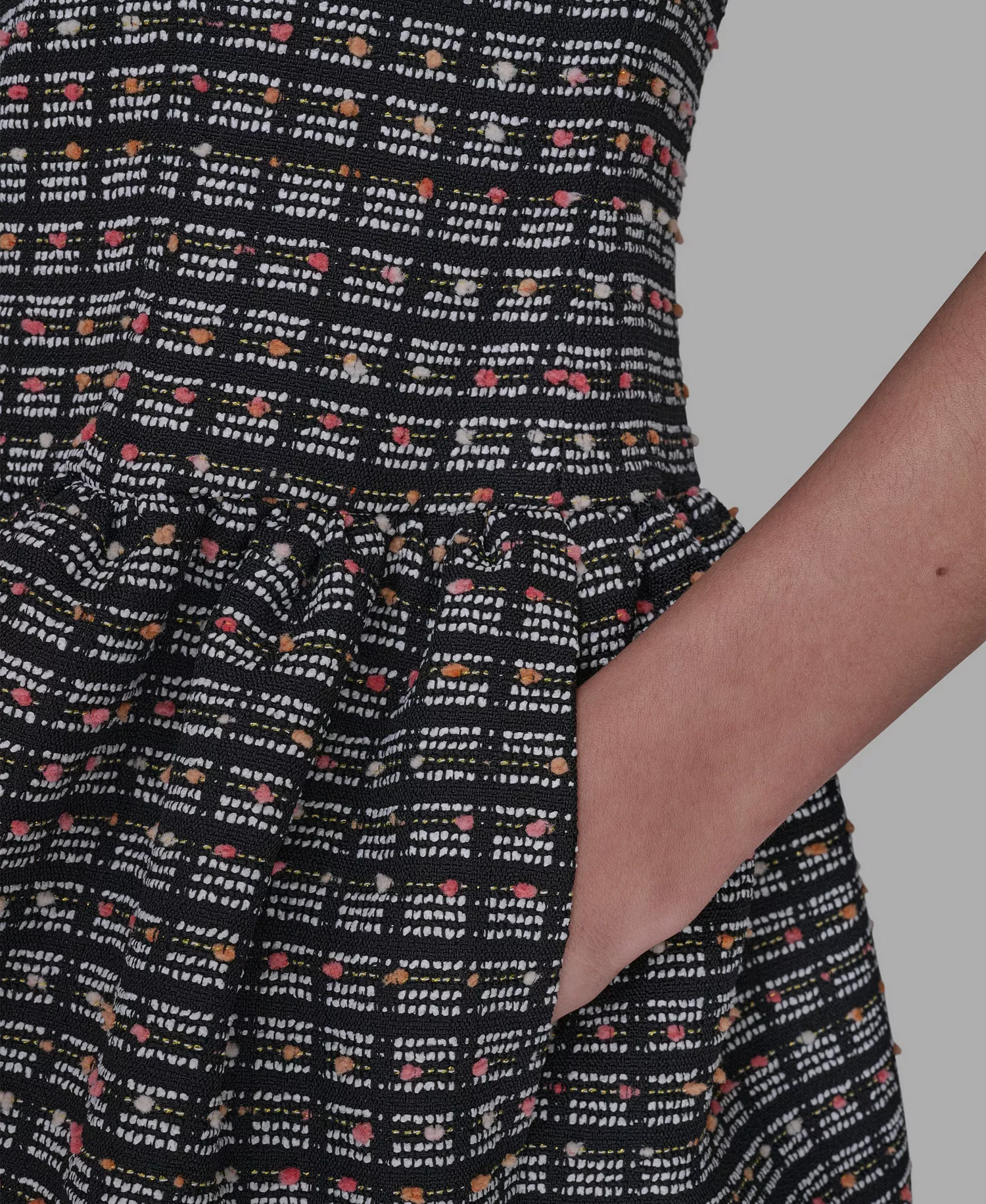 Women's Mini Grid Nubby Tweed Sheath Dress - Black/Soft White Multi - 10