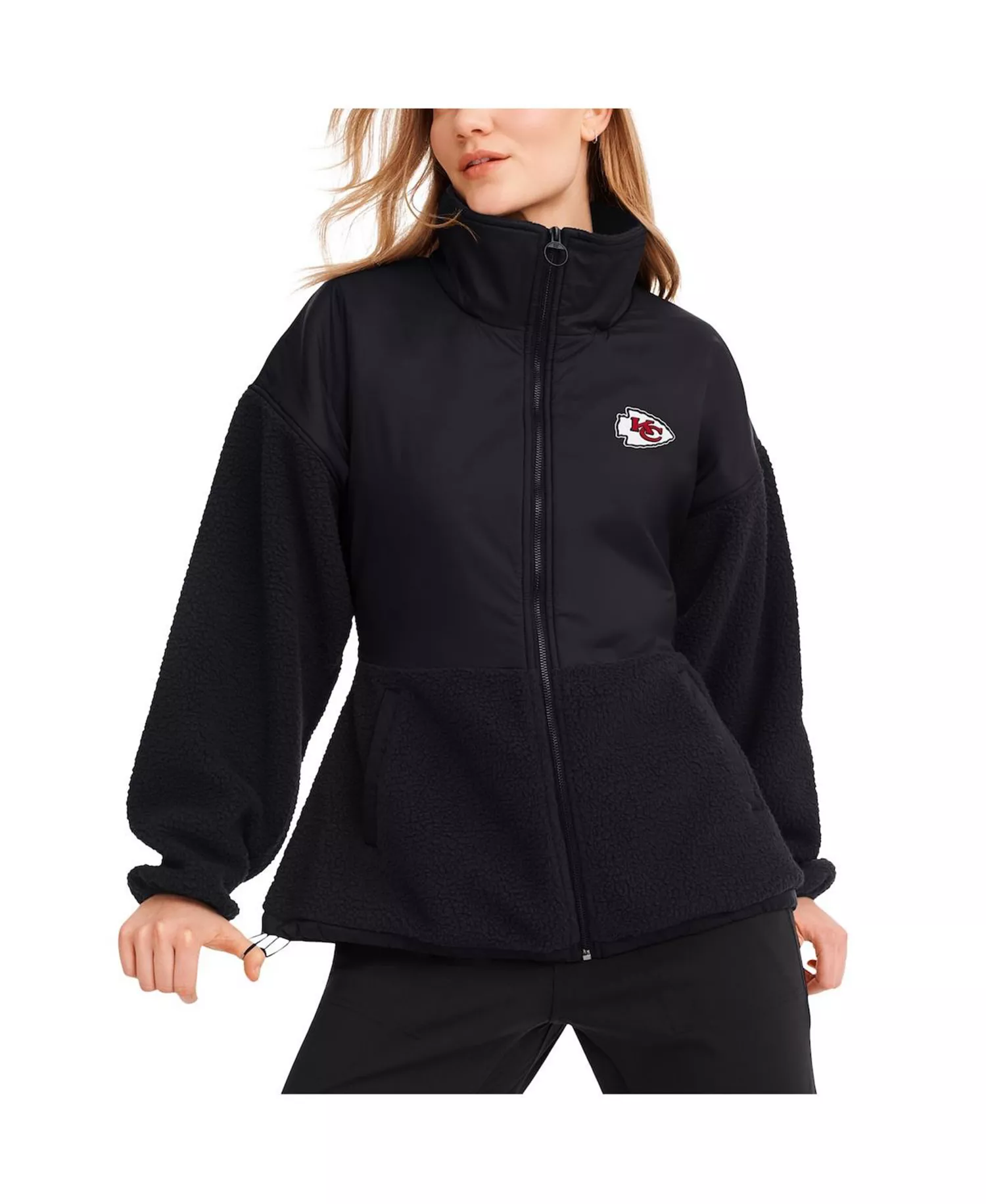 Women's Black Kansas City Chiefs Drew Mixed Media Full-Zip Jacket - Black - L