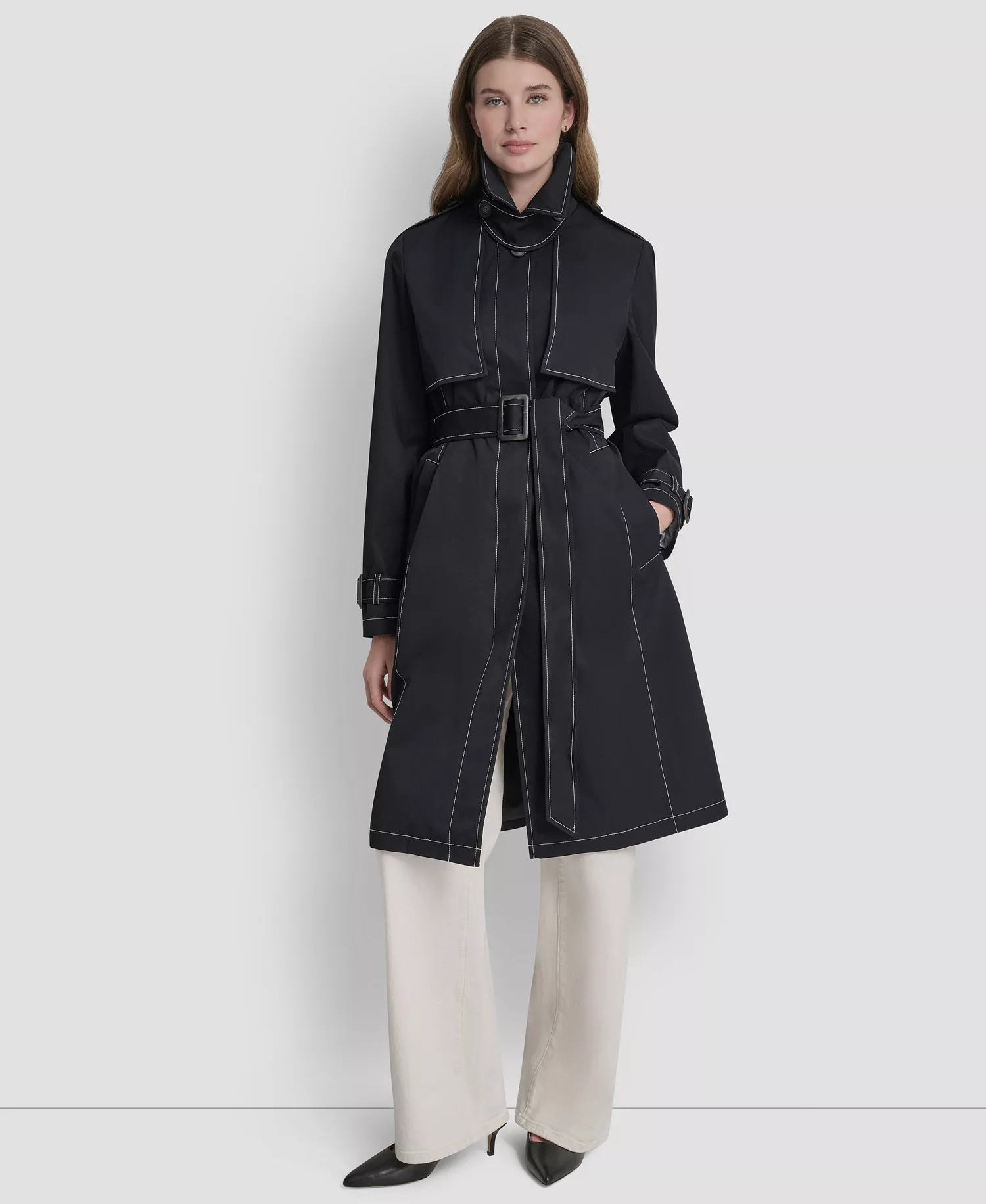 Petite Utility Rain Coat - Black - P/L