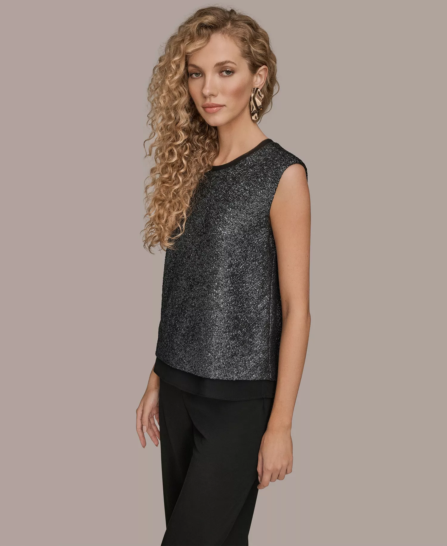 Women's Sleeveless Top - Black Iridescent - L
