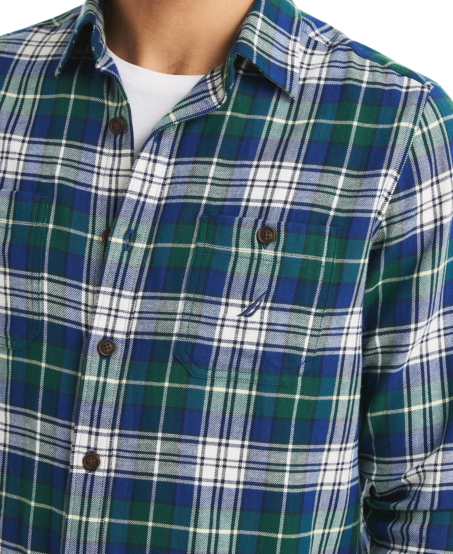 Men's Straight Collar Plaid Shirt - Navy Seas - 2XL