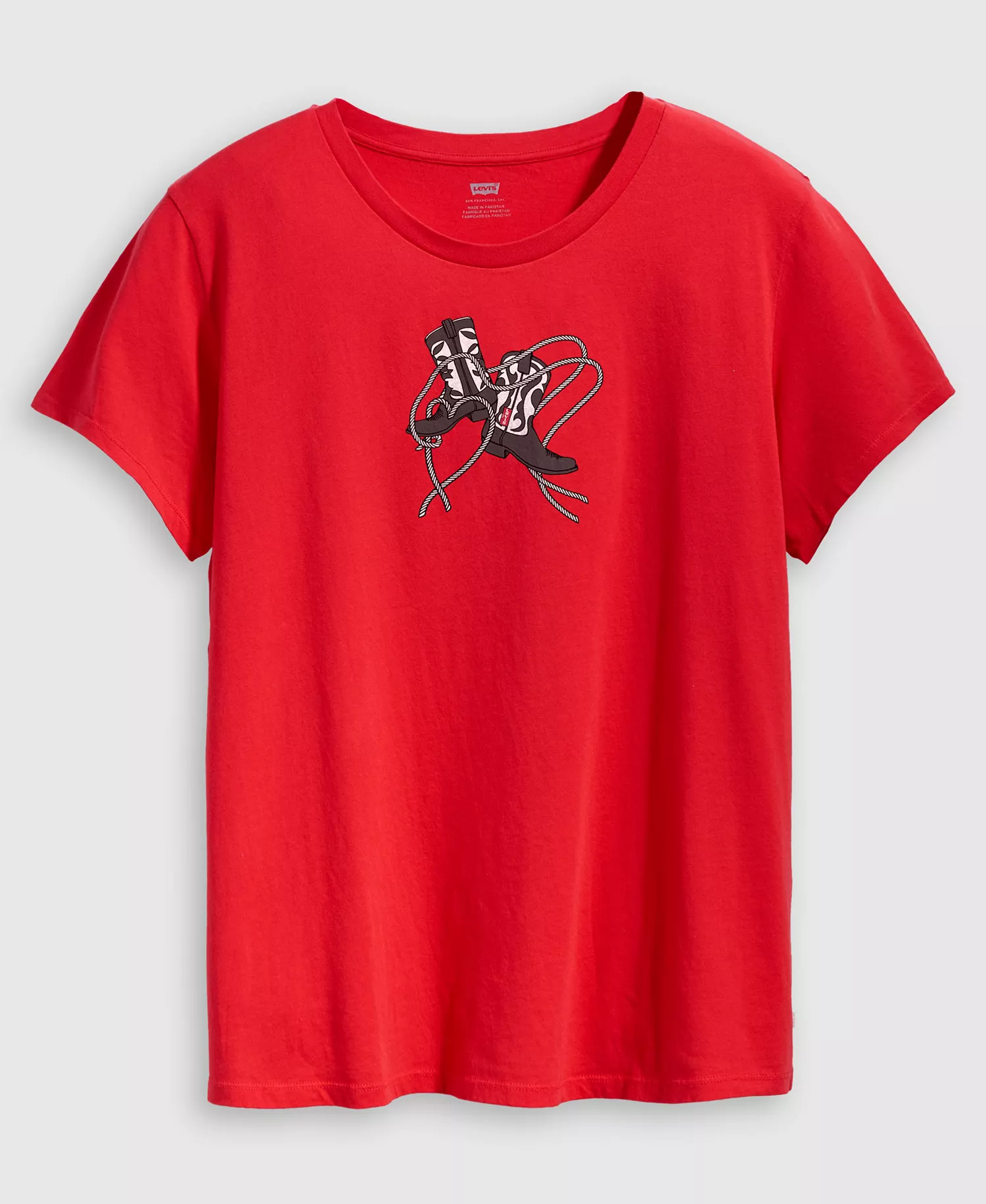 Plus Size Perfect Short Sleeve T-Shirt - Red Boots - 1X