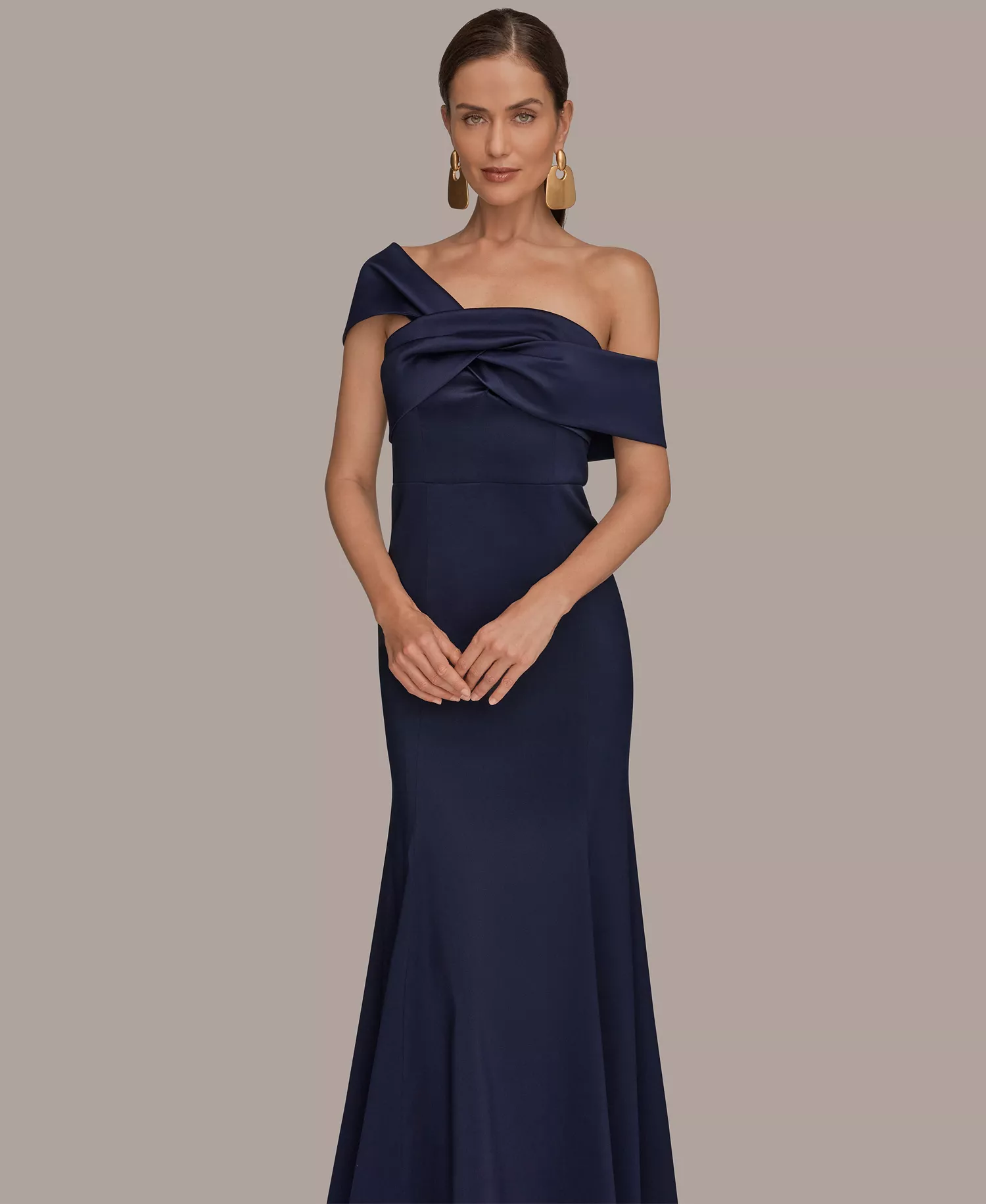 Women's One Shoulder Twisted Gown - Ink - 10