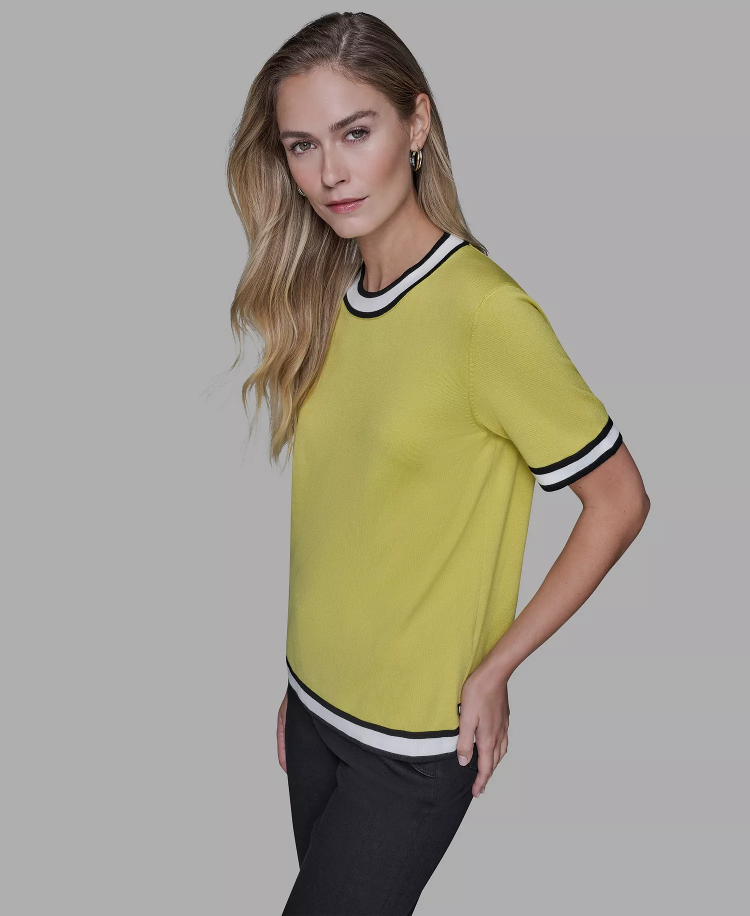 Women's Short-Sleeve Sweater - Lime - L