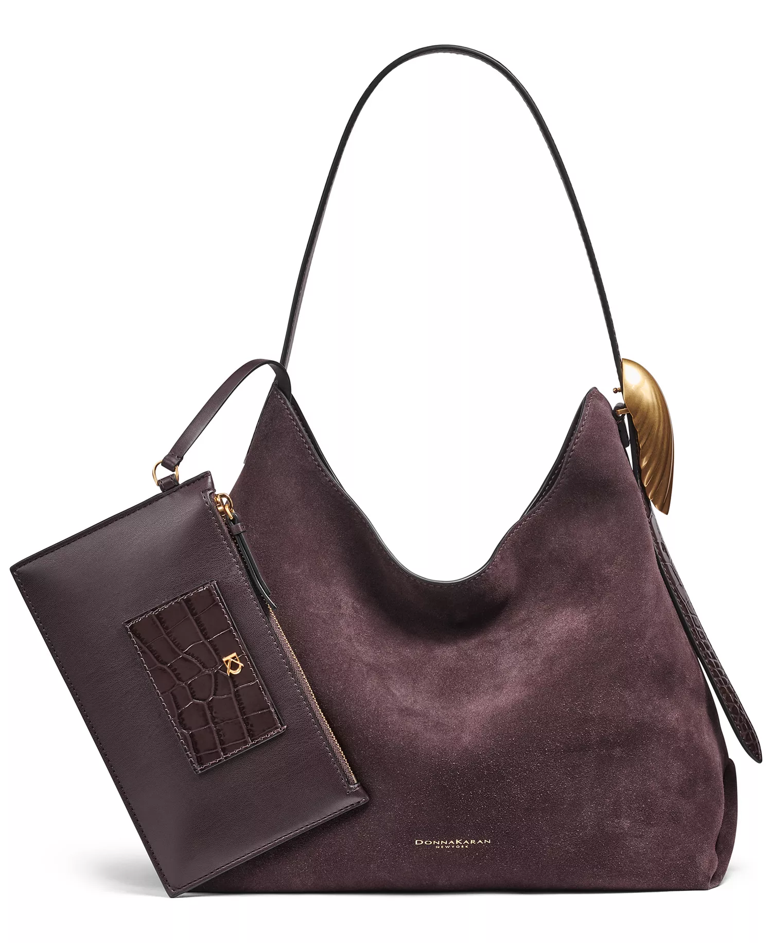 Georgette Suede Medium Bucket Bag - Chocolate Plum - NO SIZE