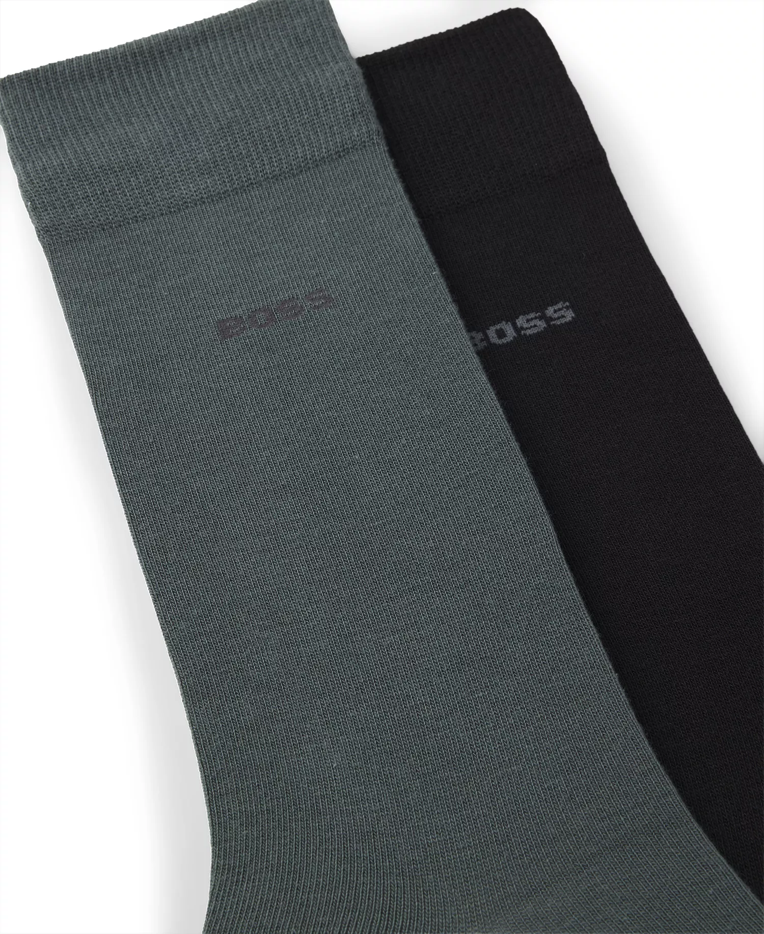Men's Solid Crew Length Socks, 2-Pack - Black/Gray - 10-13