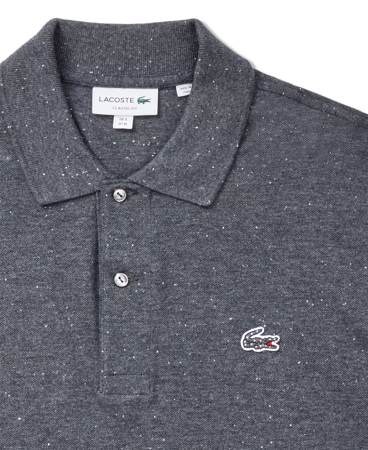 Men's Classic-Fit Two-Button Polo Shirt - Charcoal Gray - 2XL