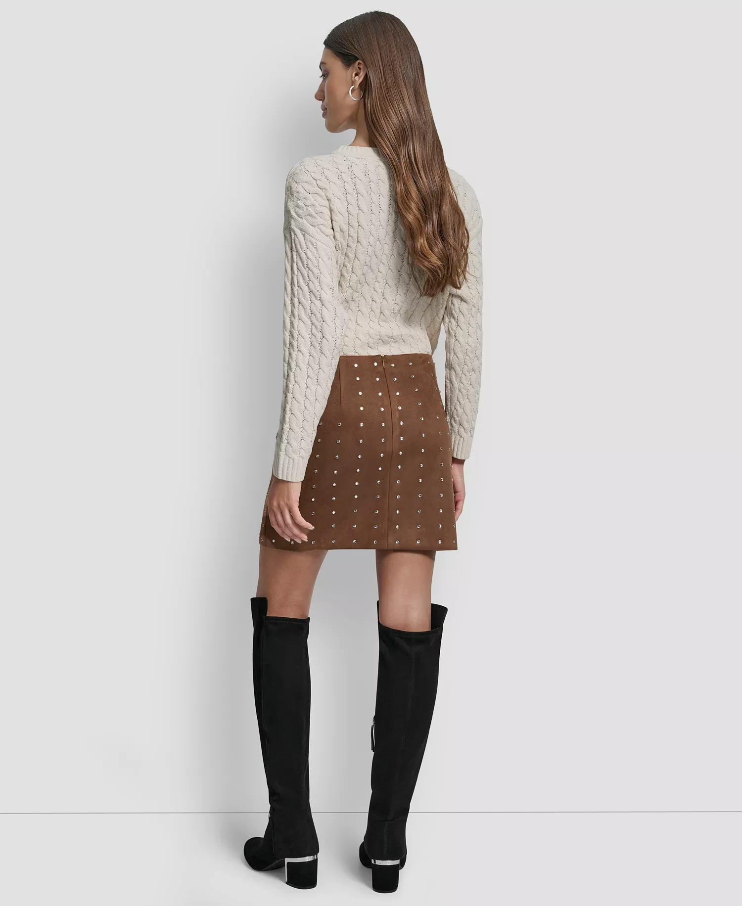 Women's Embellished Mini Skirt - Burnt Sugar - L