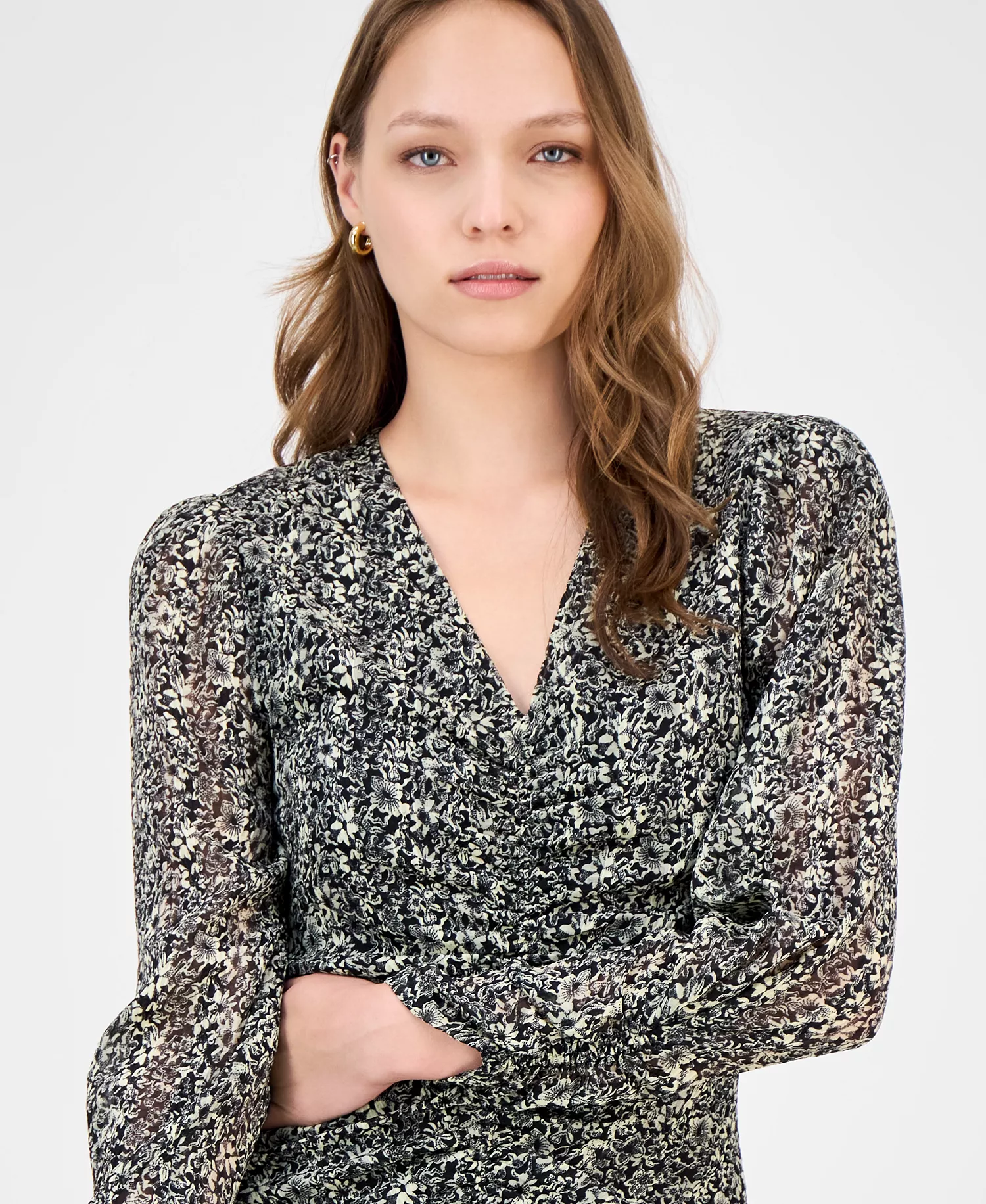 Women's Printed High-Low Midi Dress - Open - 0