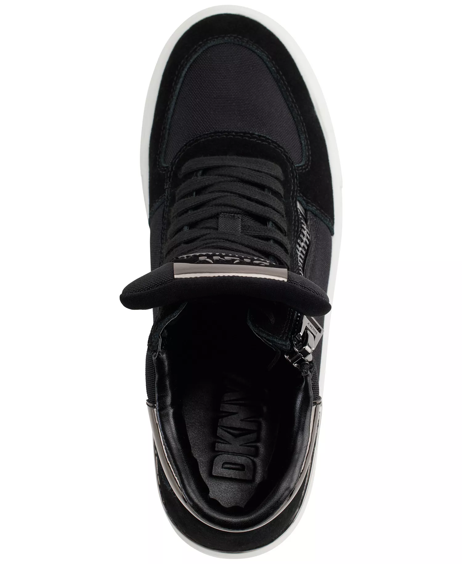 Women's Cindell Lace-Up Zipper High Top Sneakers - Black/ Dark Gunmetal - 5.5M