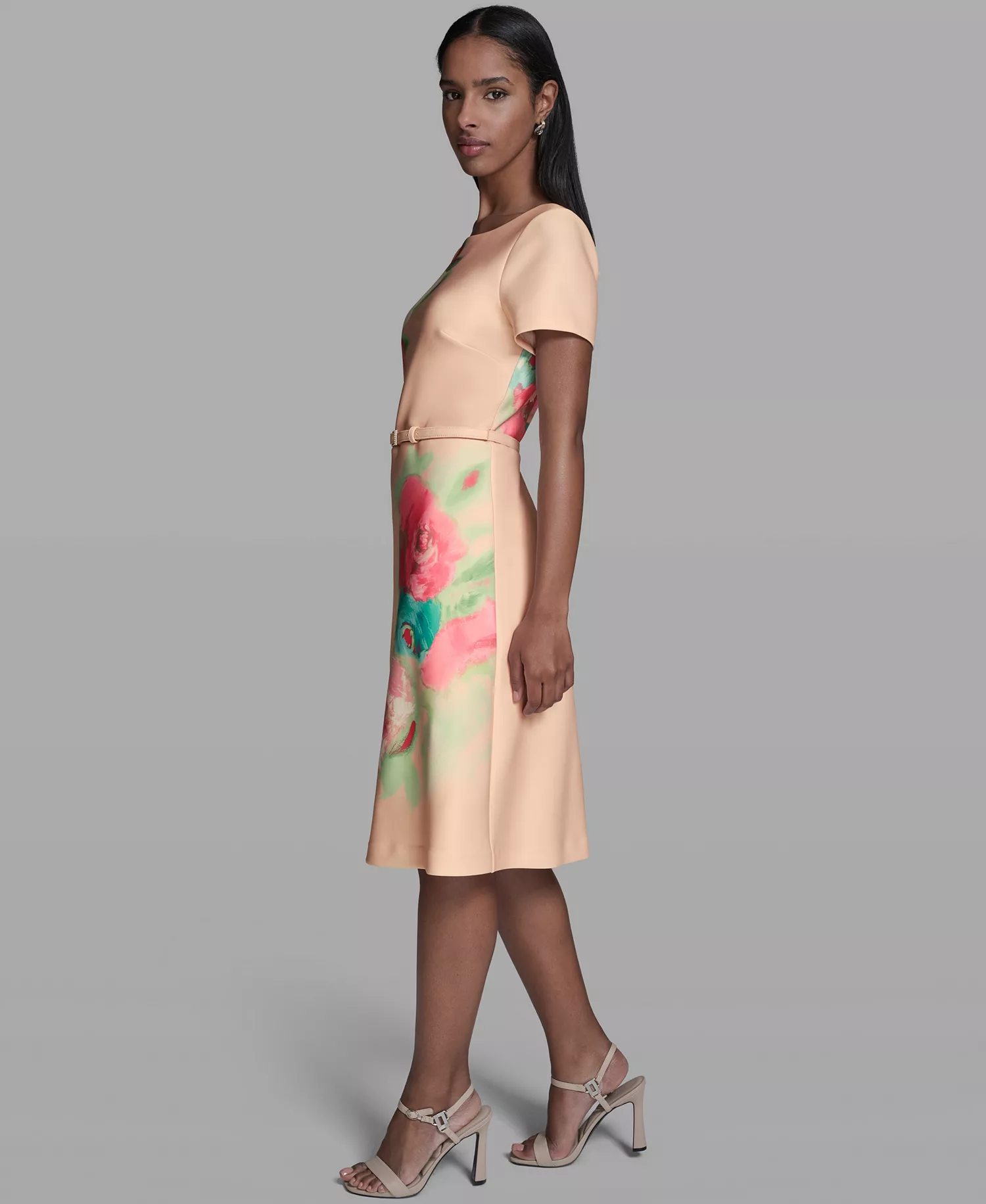 Women's Floral Placed A-Line Dress - Pearl Blush Multi - 0