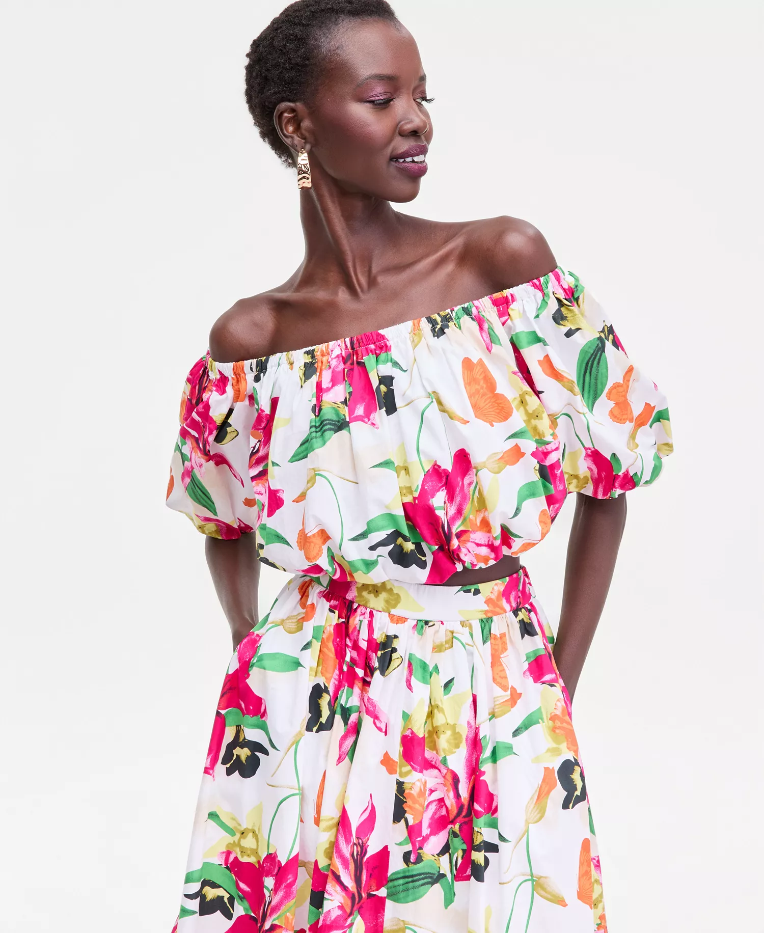 Women's Off-The-Shoulder Bubble-Hem Top, Macy's Exclusive  - Tiana Bouq - L