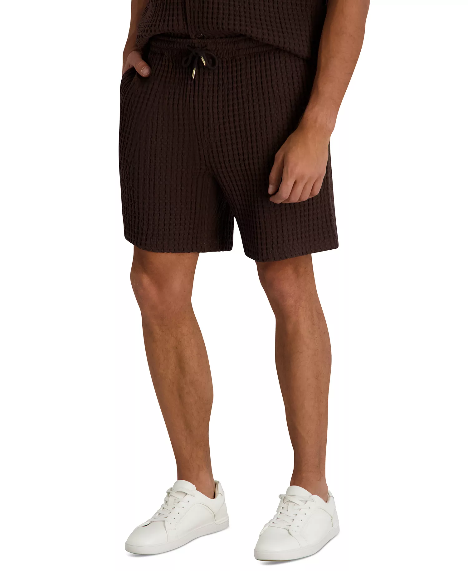Men's Regular-Fit Textured Shorts - Dark Brown - 2XL
