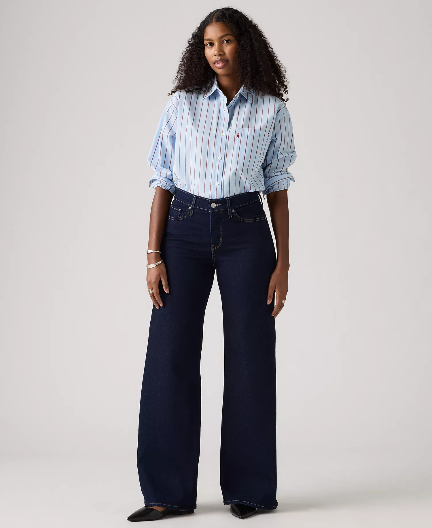 Women's 318 Shaping Stellar-Stretch Wide-Leg Jeans 30" - Darkest Sky - 24