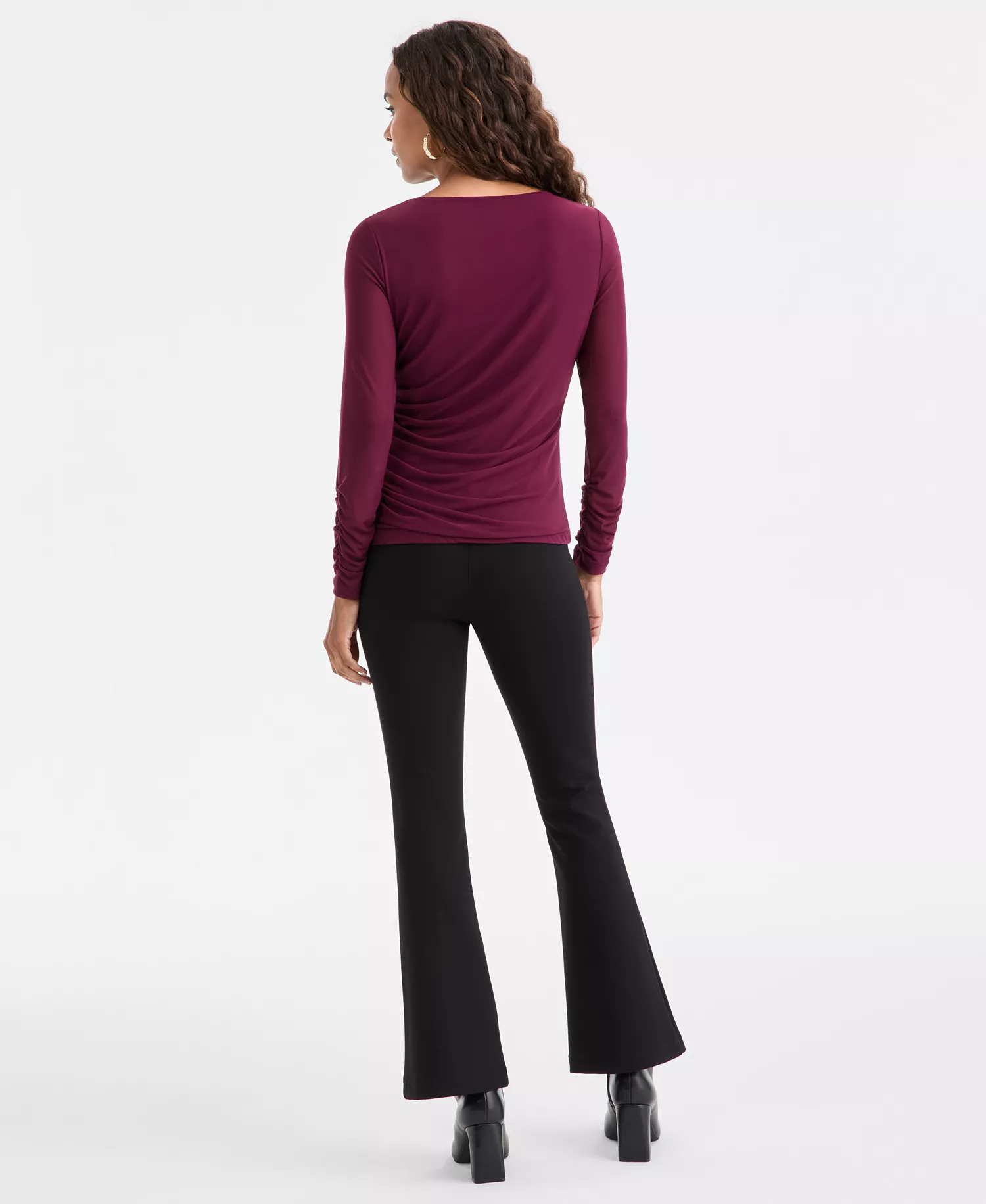 Petite Ponte-Knit Flare Pants, Created for Macy's - Deep Black - P/L