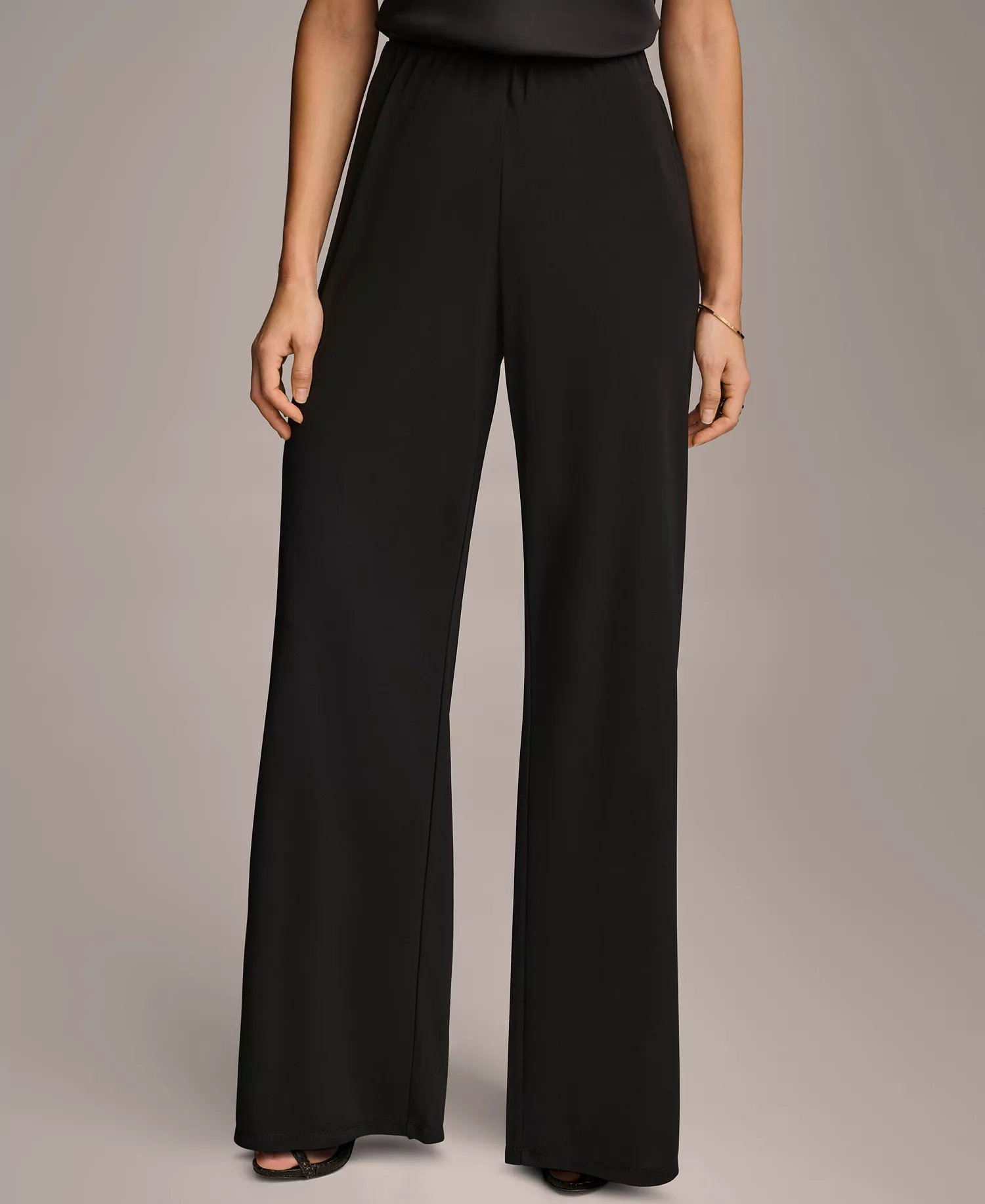 Women's Wide-Leg Jersey Pants - Black - L