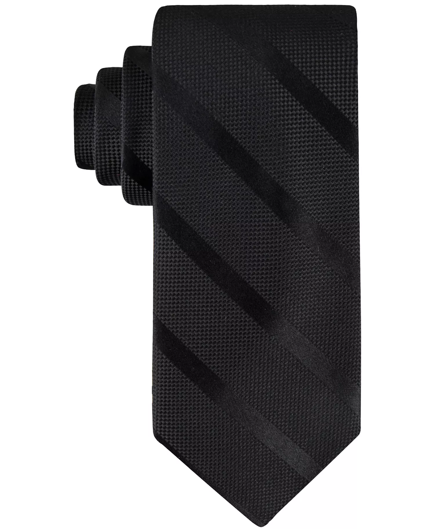 Men's Solid Textured Stripe Tie - Black - ONE SIZE