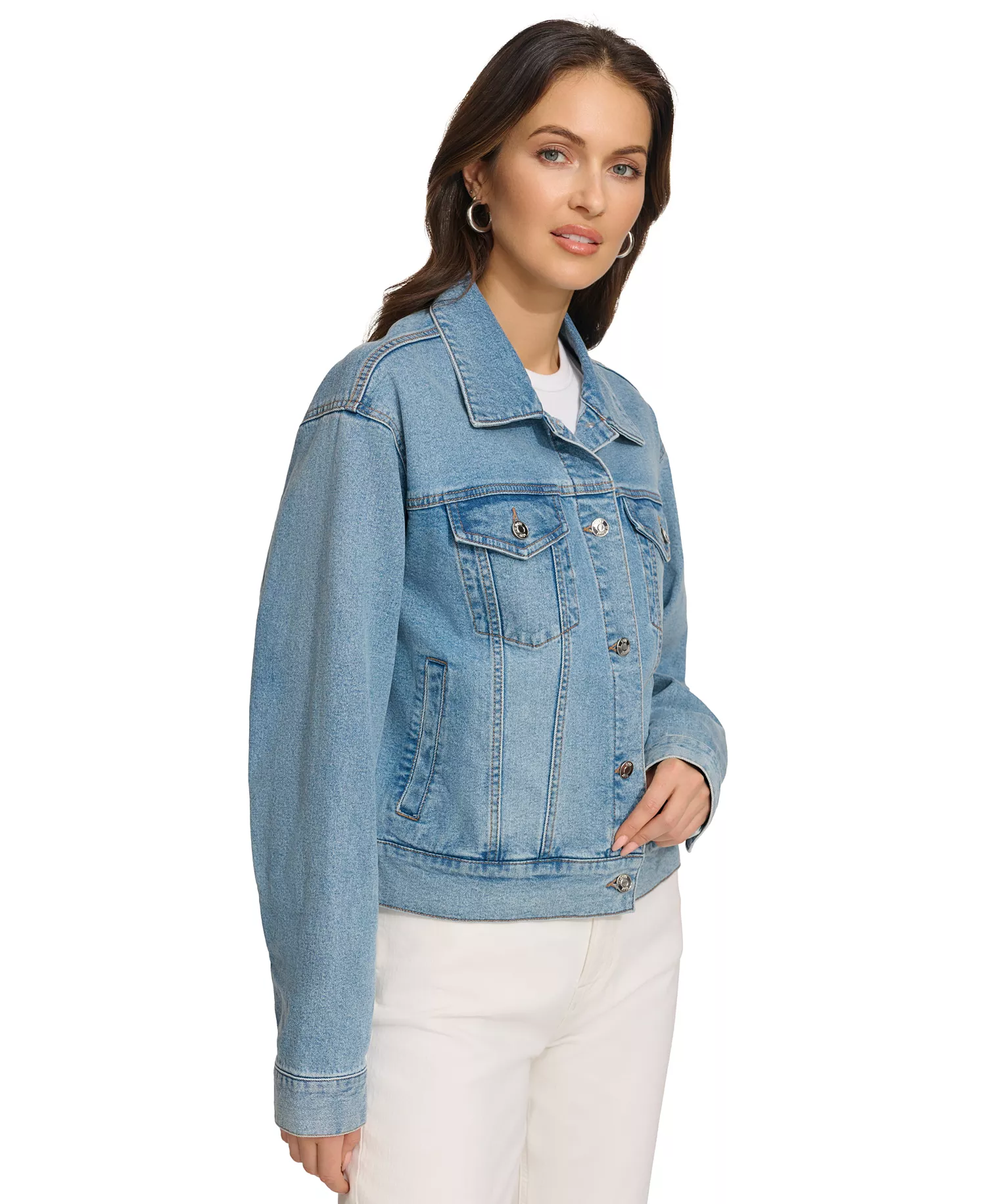 Women's Foundation Denim Trucker Jacket - Medium Wash Denim - L