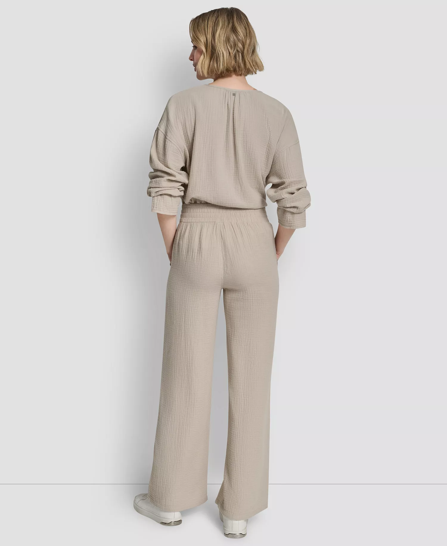 Women's High-Rise Gauze Straight-Leg Pants - Pbl - Pebble - L