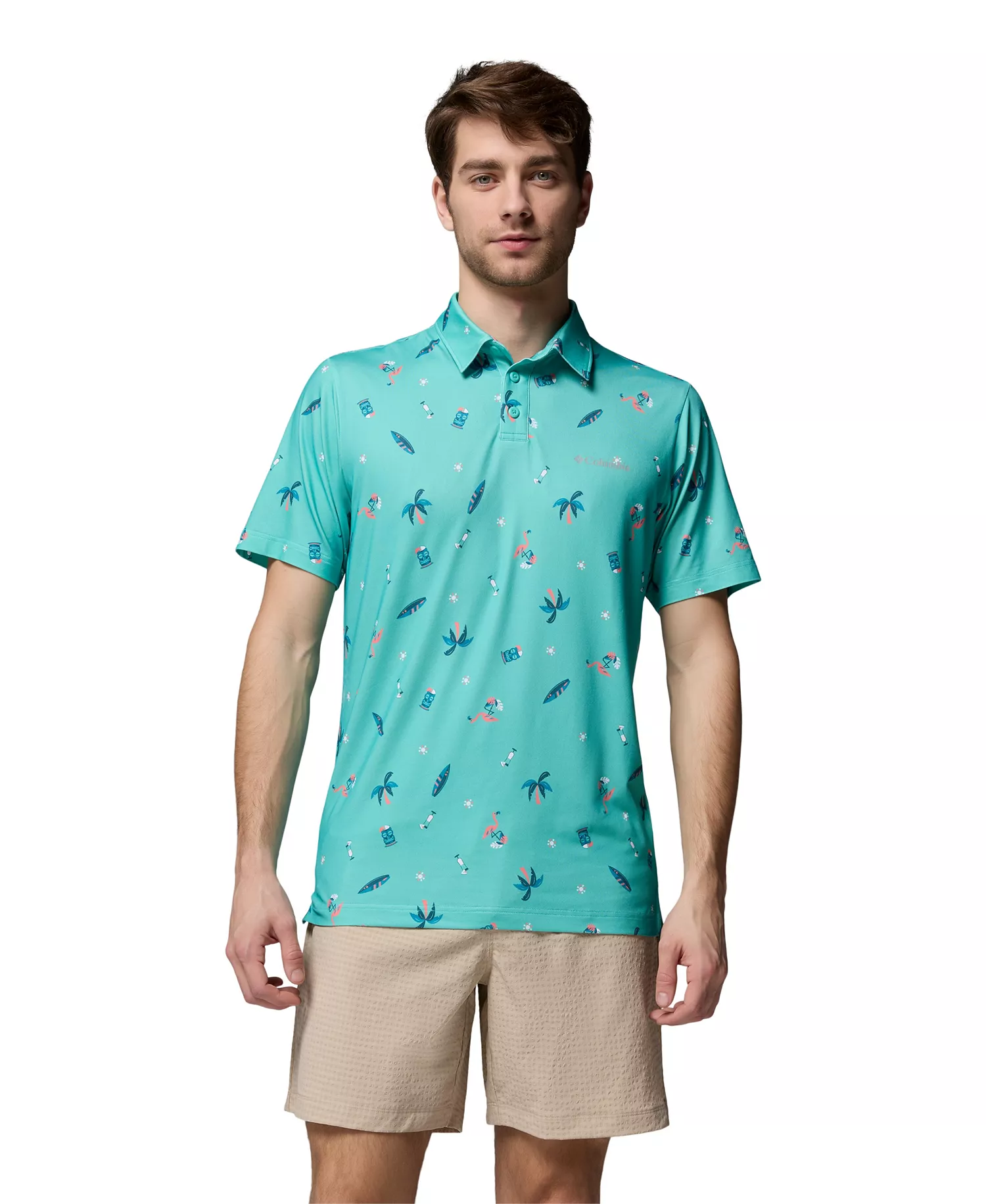 Men's Parsons Printed Short-Sleeve Polo Shirt - Dolphine Hurrahcane - L
