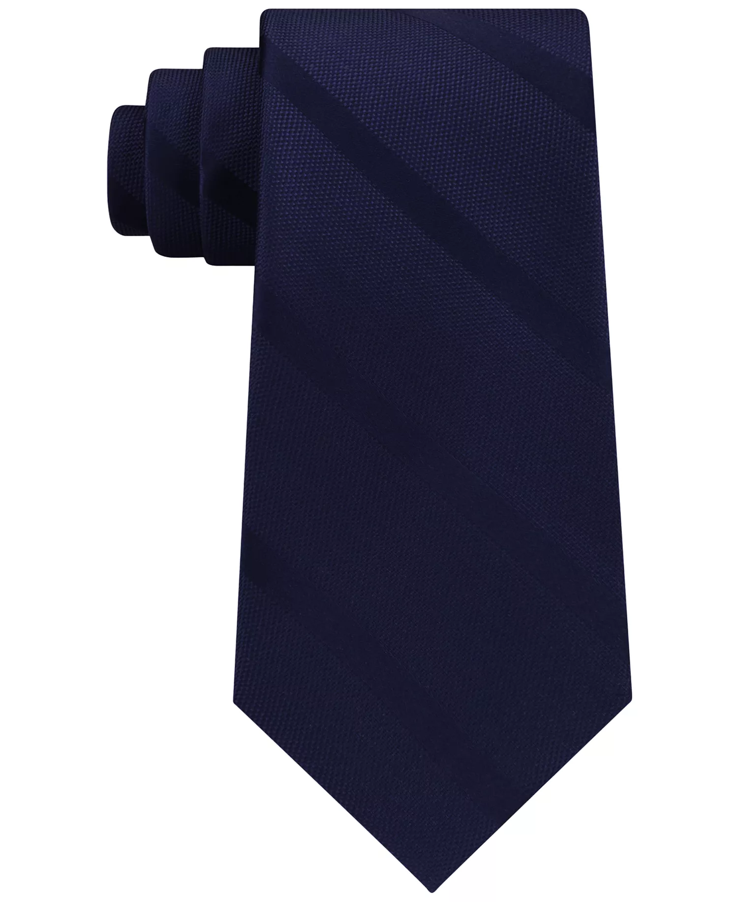 Men's Textured Woven Stripe Silk Tie - Navy - ONE SIZE