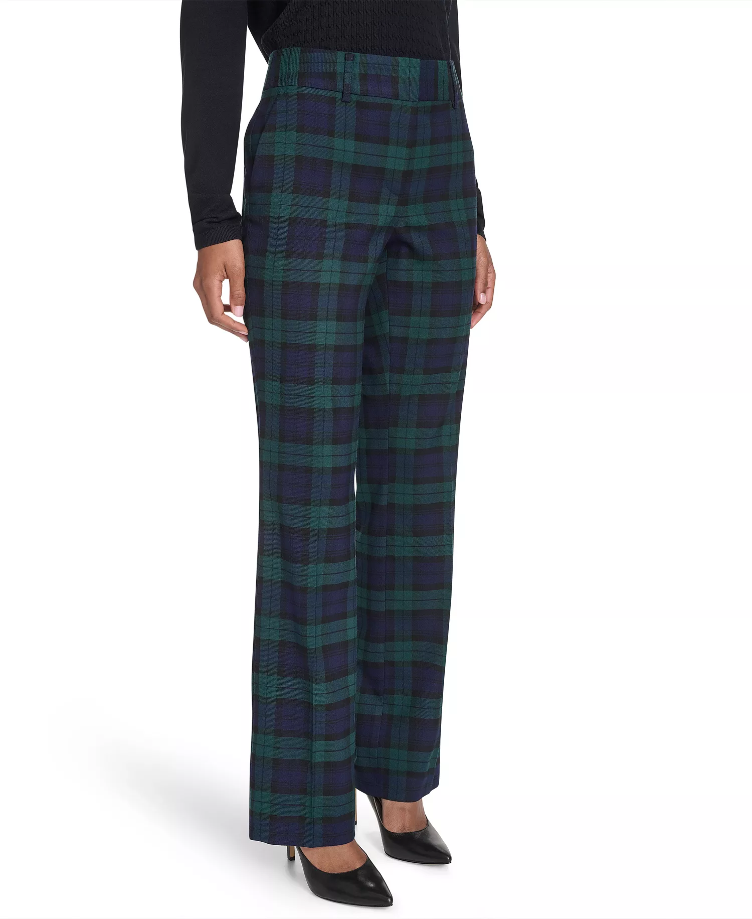 Women's Watch Plaid Bootcut Trousers - Navy Multi - 2